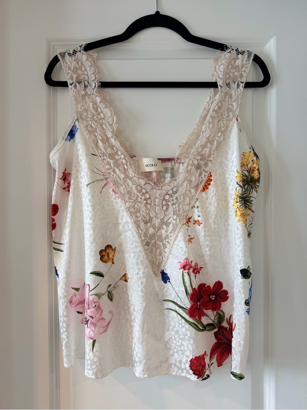 White Floral Lace-Trim Tank